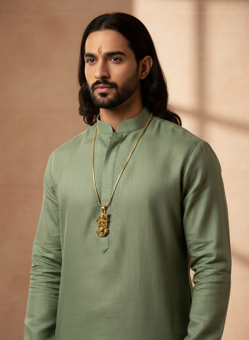 Gold Plated Ambe Mataji Pendant with Chain