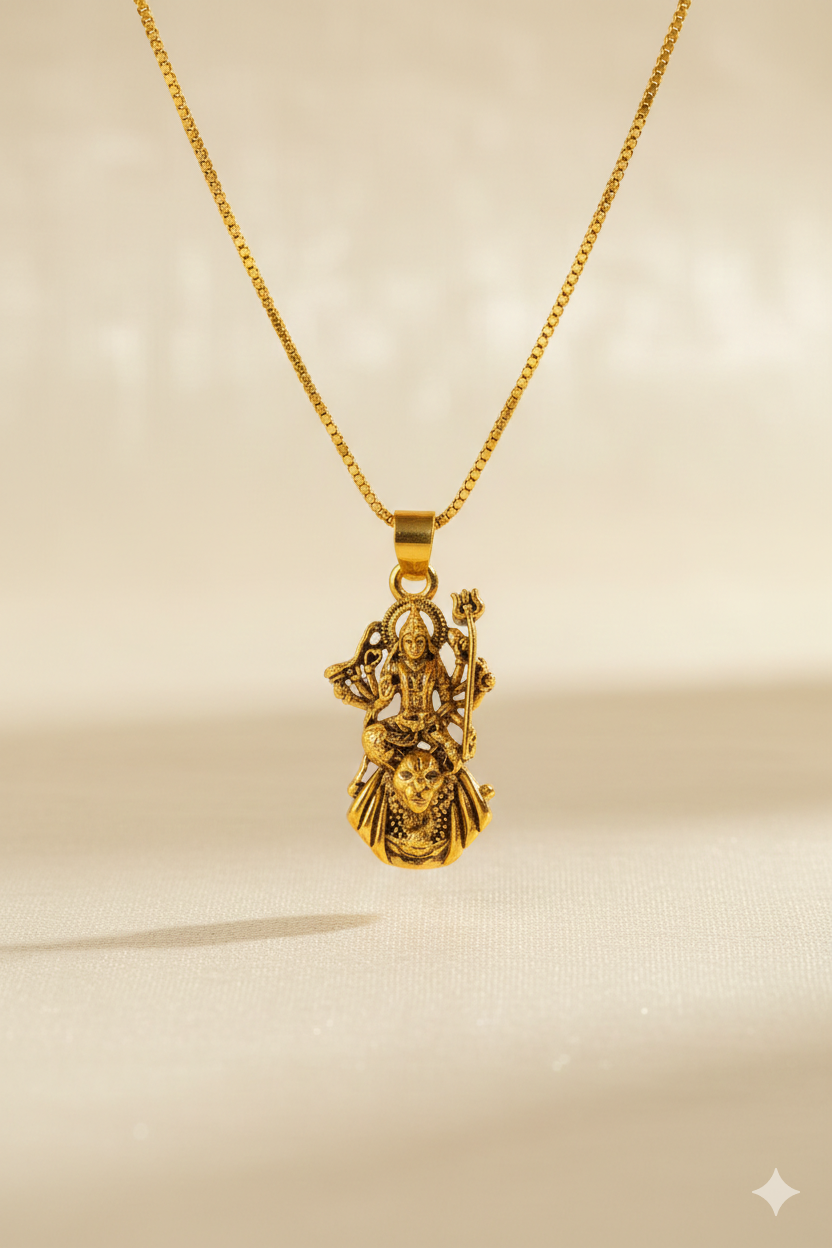 Gold Plated Ambe Mataji Pendant with Chain