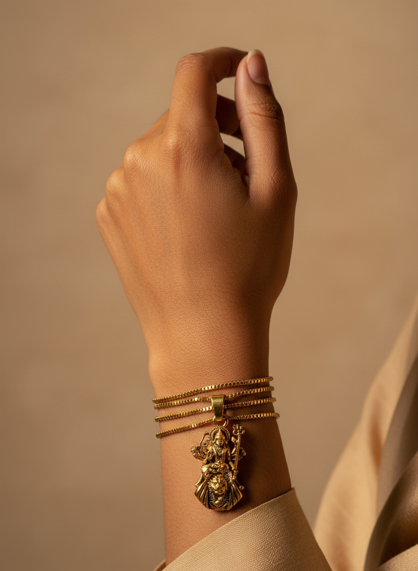 Gold Plated Ambe Mataji Pendant with Chain