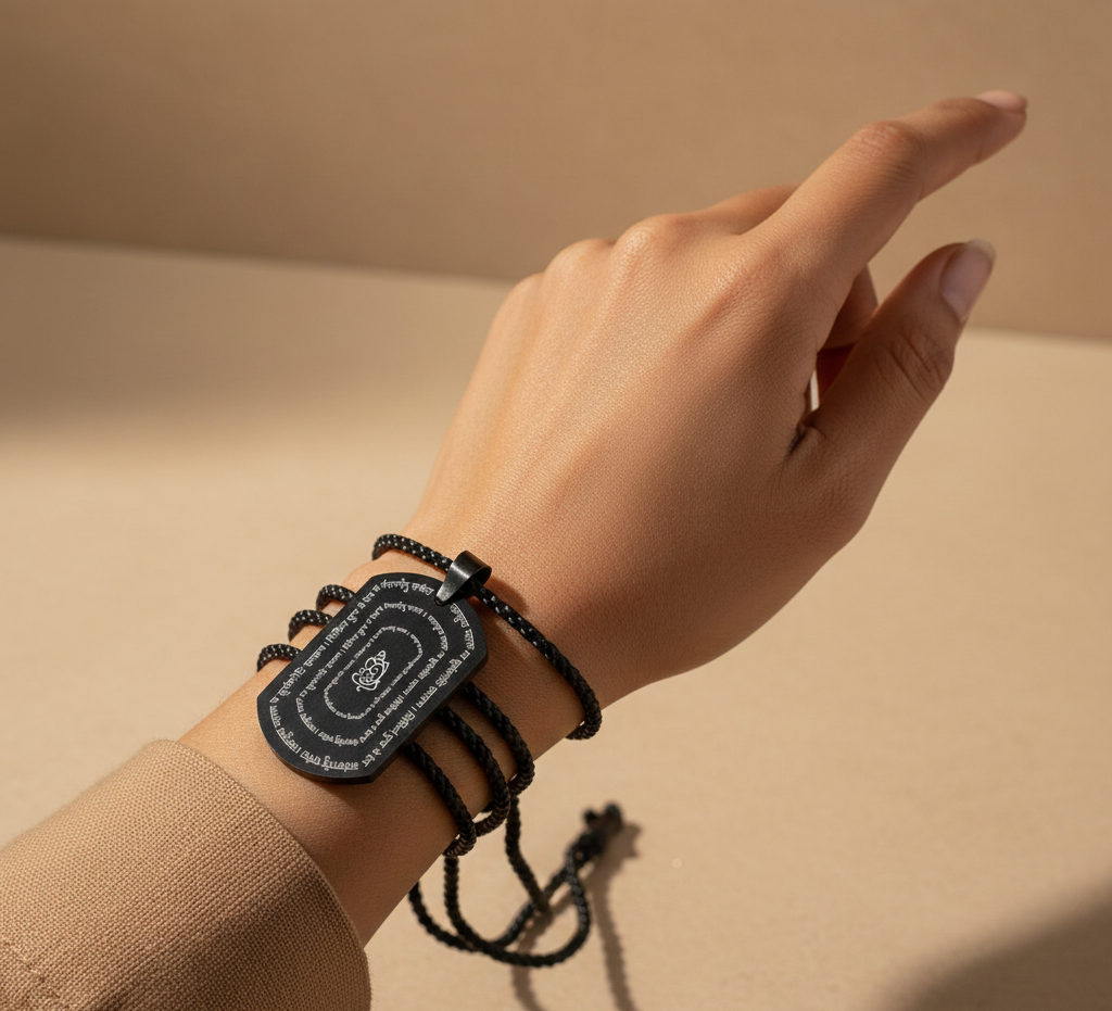 Devotional Ganpati Shlok Tag Pendant With Chain