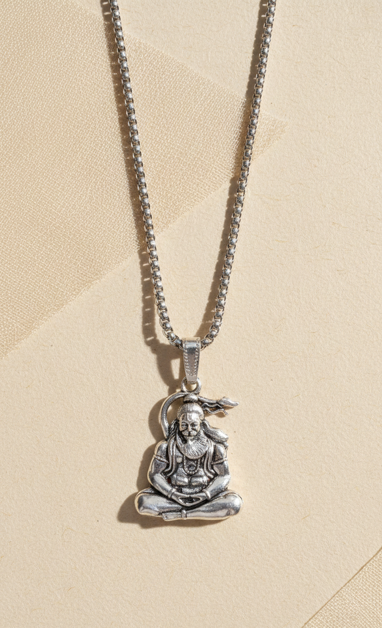 Hanuman Silver Locket With Chain