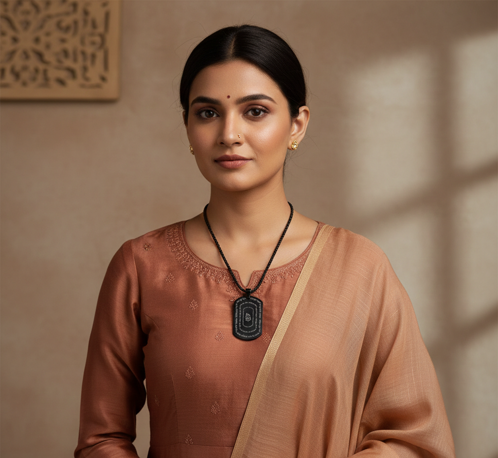 Devotional Ganpati Shlok Tag Pendant With Chain