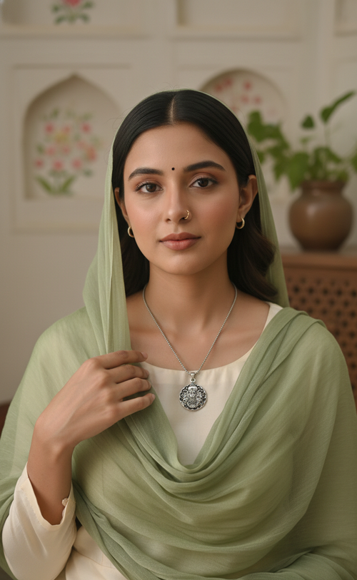 Hanuman Ji Pendant Oxodaised Silver Chain