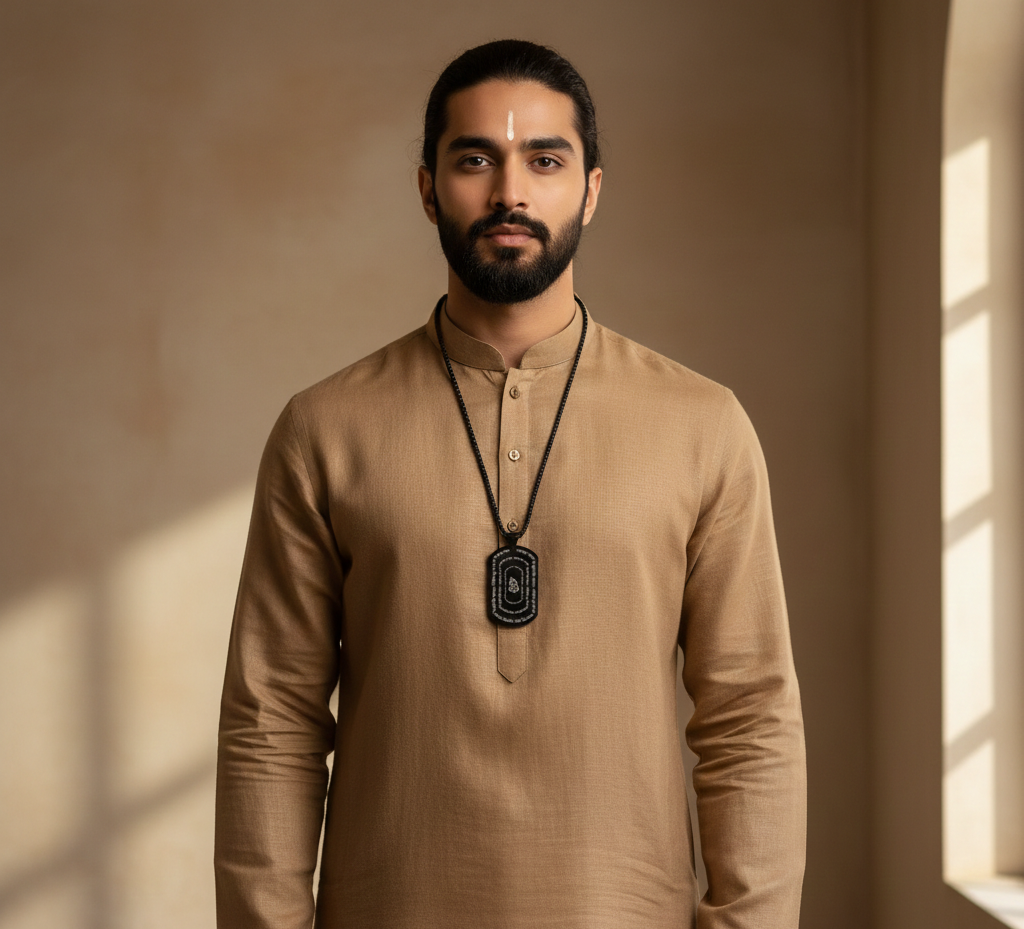 Devotional Ganpati Shlok Tag Pendant With Chain